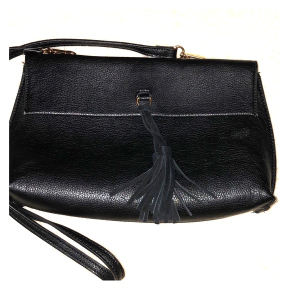 Anthropologie black faux leather crossbody - Picture 1 of 5